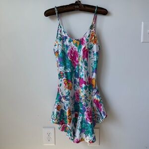 Vintage white floral print mini dress